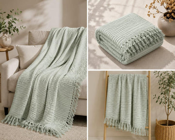 Green muslin throw
