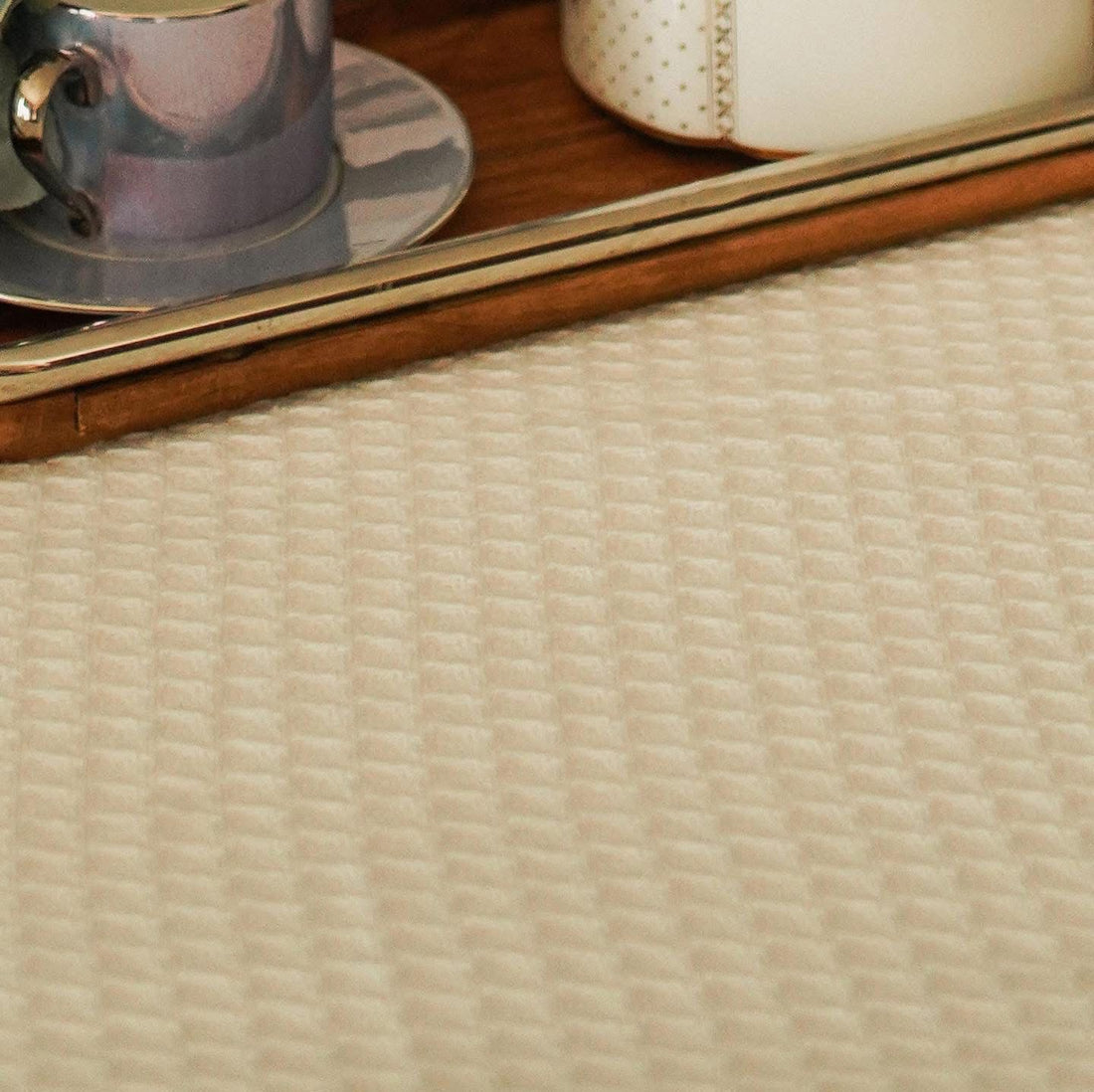 Cream waffle bed throw