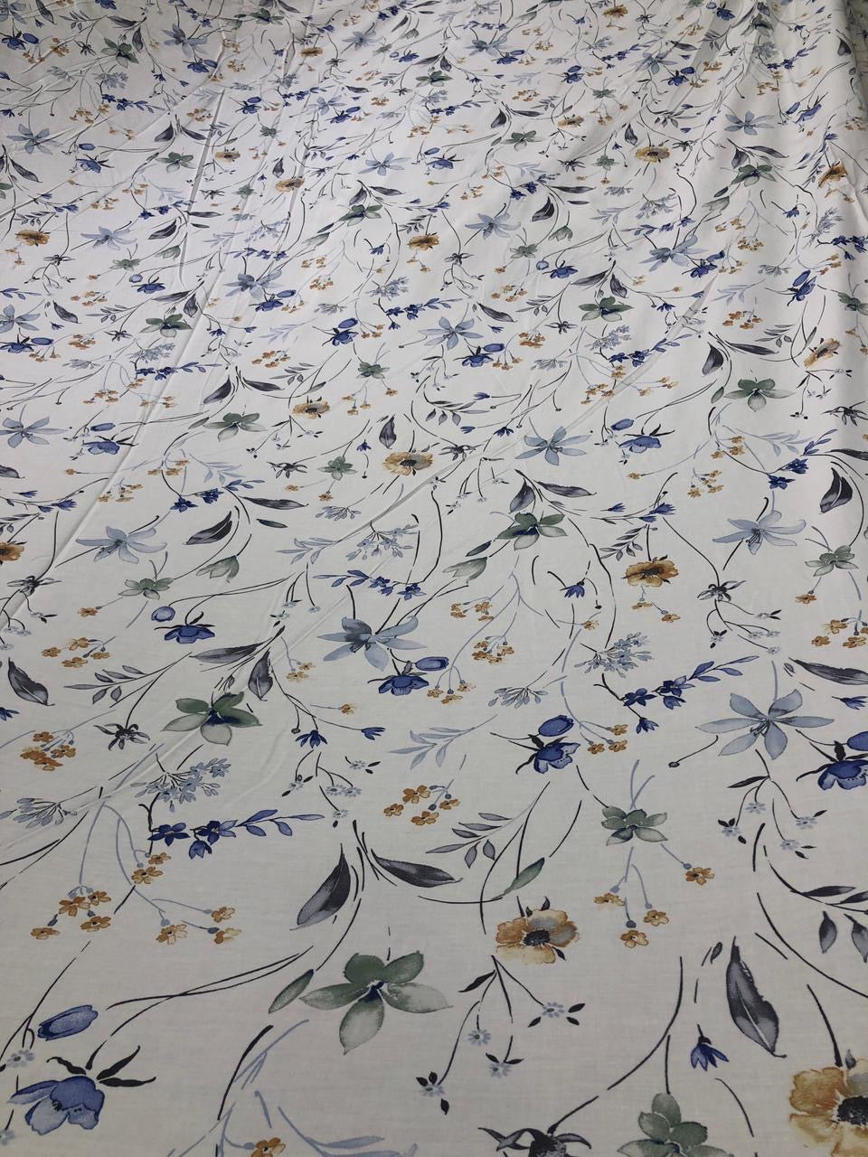 Blue Floral Cotton Bed Sheet