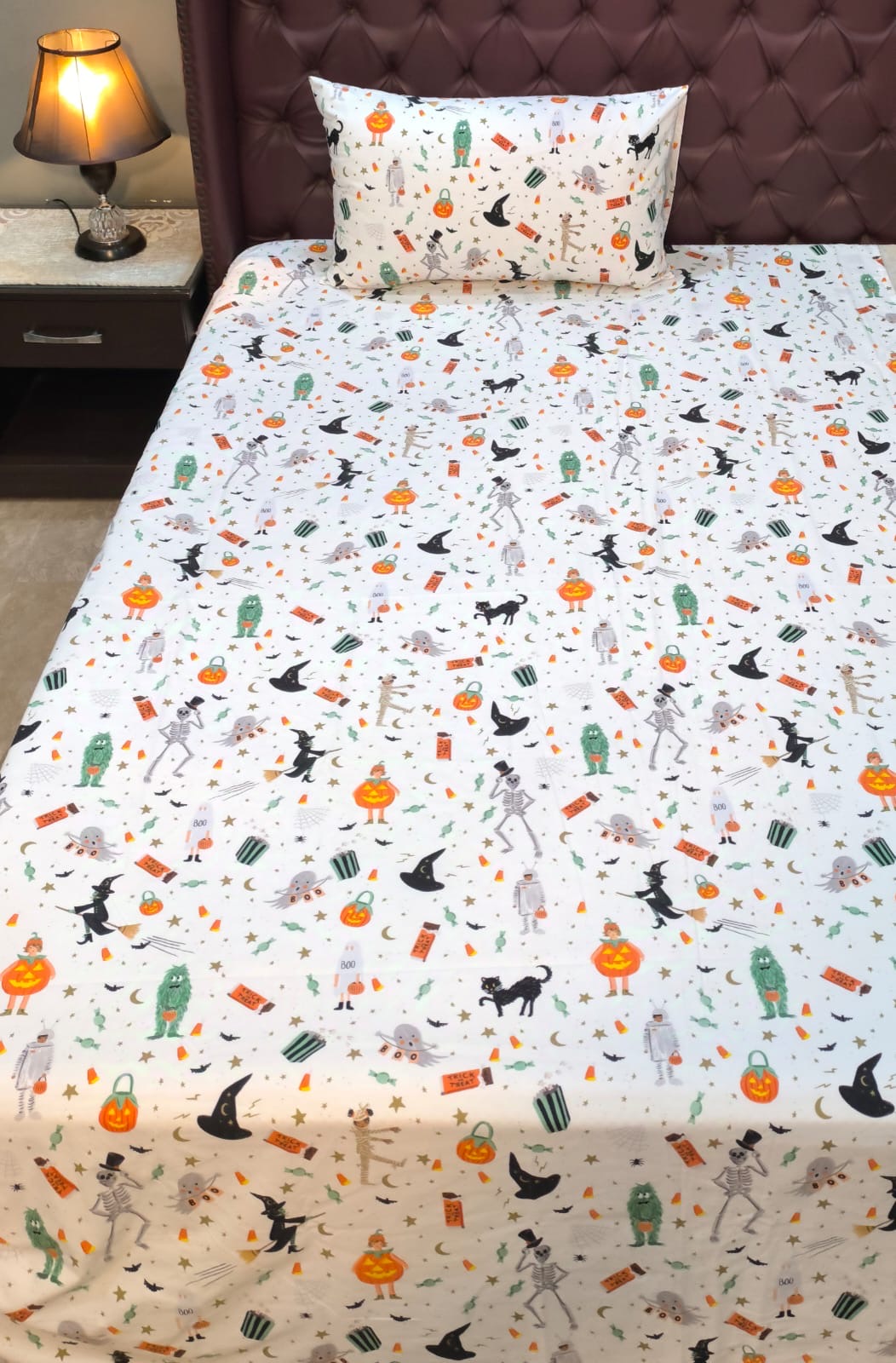 Halloween  Kids cotton Glow In Dark Bedsheet