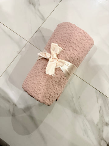 Blush pink waffle throw