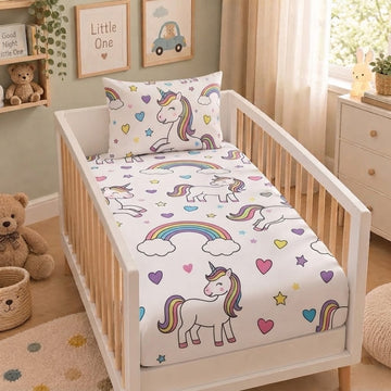 Unicorn cotton crib sheet