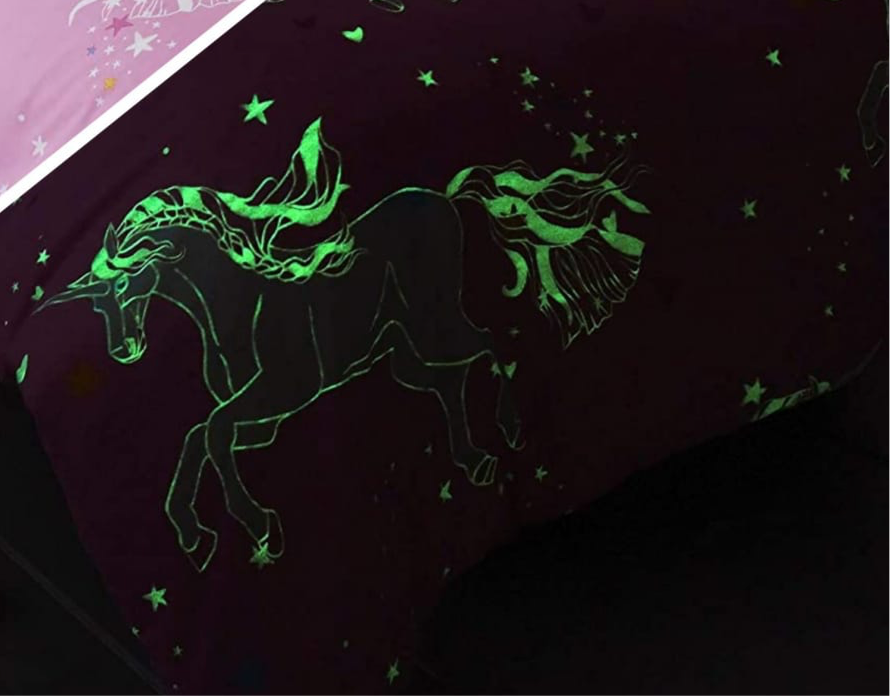Unicorn 5 Kids cotton Glow In Dark Bedsheet