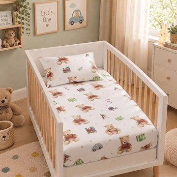Teddy cotton crib sheet