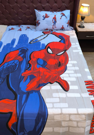Spider man  Kids cotton Glow In Dark Bedsheet