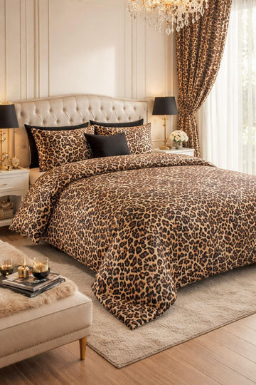 Cheetah King Size Comforter Set - With Filling