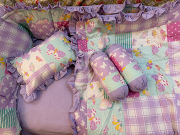 Butterfly frilled cot Bedding Set