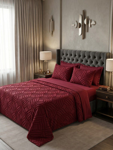 Maroon Boho Tufted Set