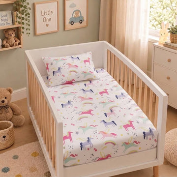 Unicorn cotton crib sheet
