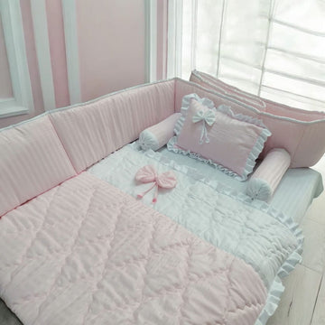 Pink stripes Cot Bedding Set