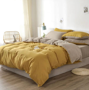 Solid Reversible - 3 Comforter Set - With Filling