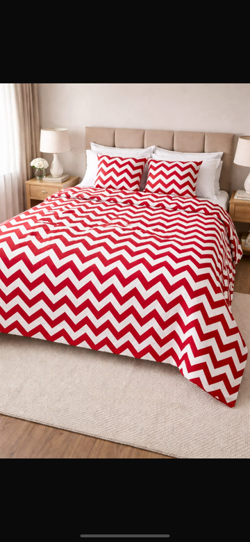 Red Chevron Cotton BedSheet
