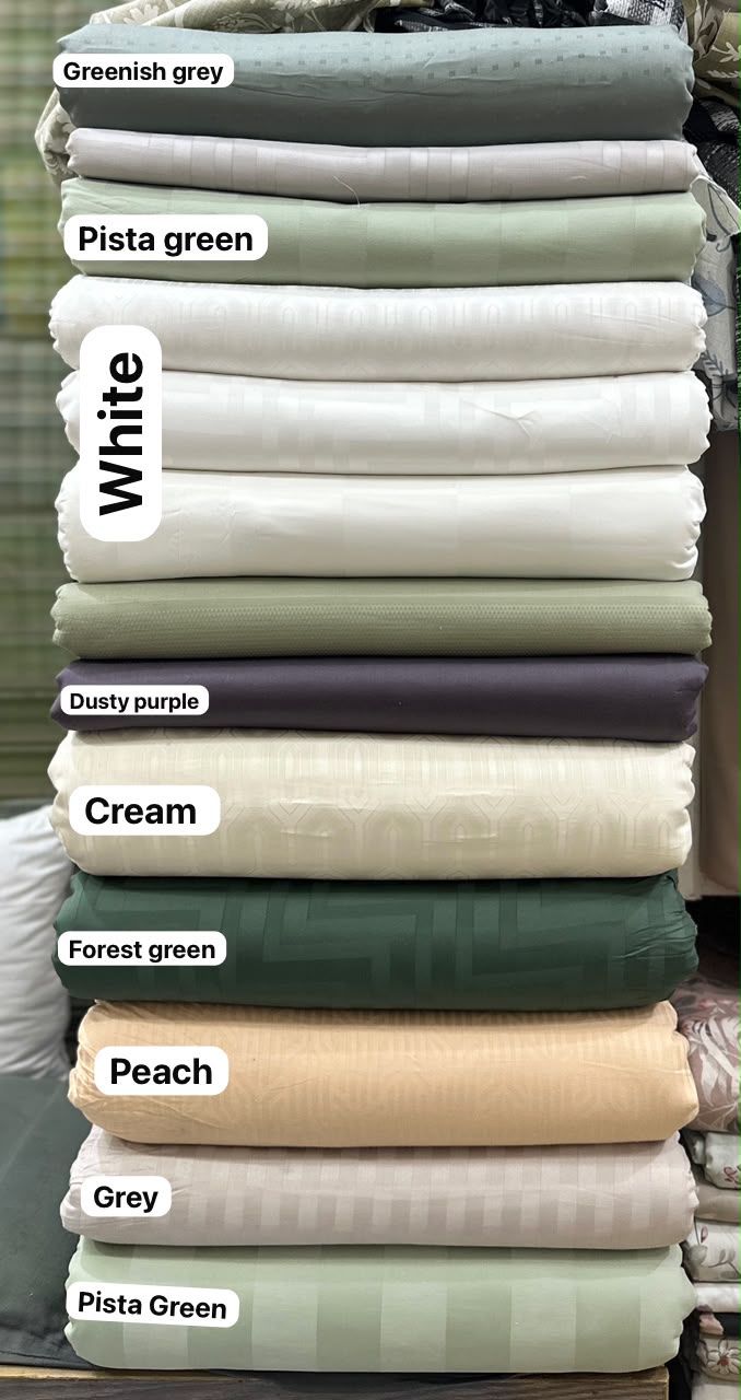 White Self Cotton Sateen Set