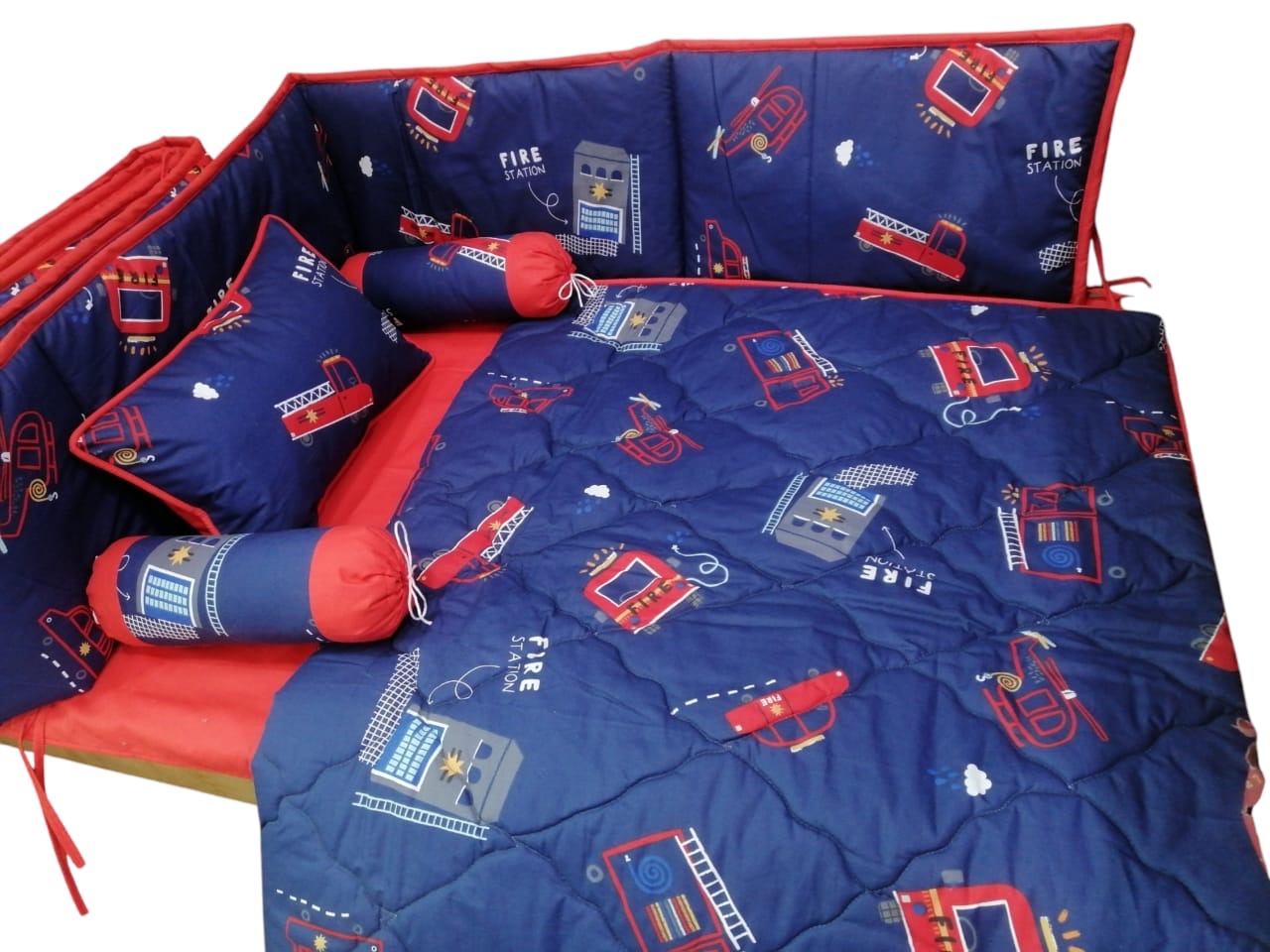 Fire Truck Cot Bedding Set