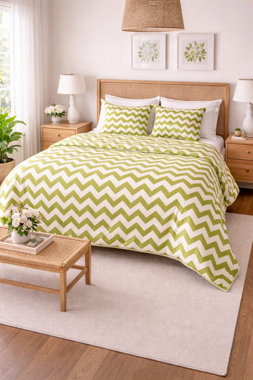 Lime Chevron Cotton BedSheet