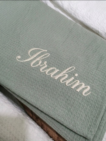 Green waffle throw
