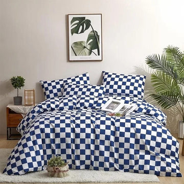 Check King Size Comforter Set - With Filling