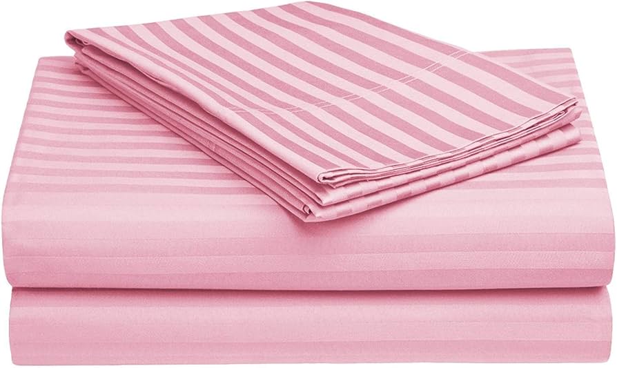 Pink striped Cotton Sateen Set