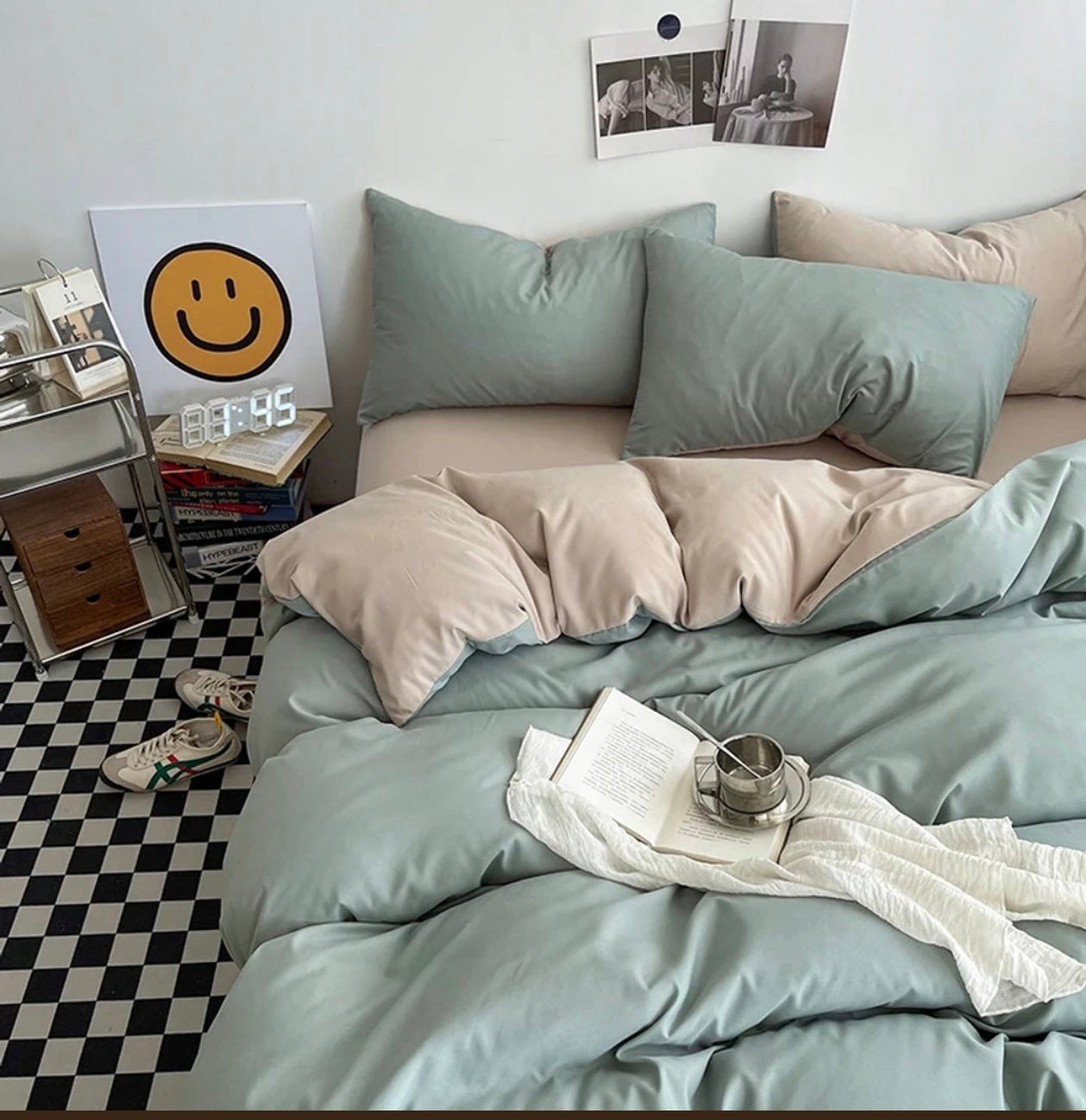 Solid Reversible - 2 Duvet Cover Set - Without Filling