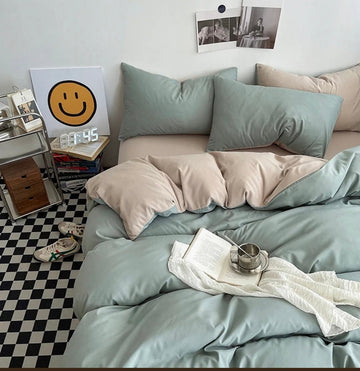Solid Reversible - 2 Duvet Cover Set - Without Filling