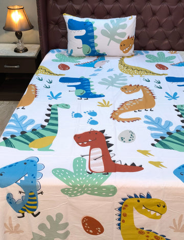 Dino Kids Cotton  Bedsheet