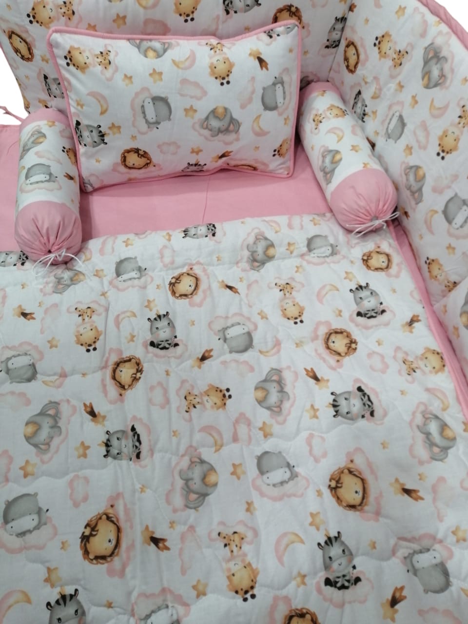 Lion pink Cot Bedding Set