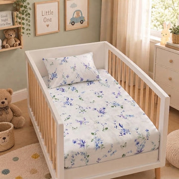 Floral cotton crib sheet