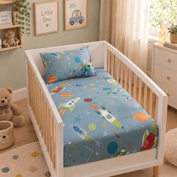 Space cotton crib sheet