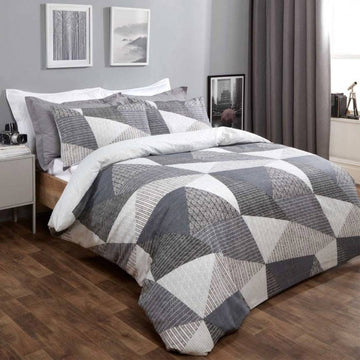 Grey pattern King Size Comforter Set - With Filling