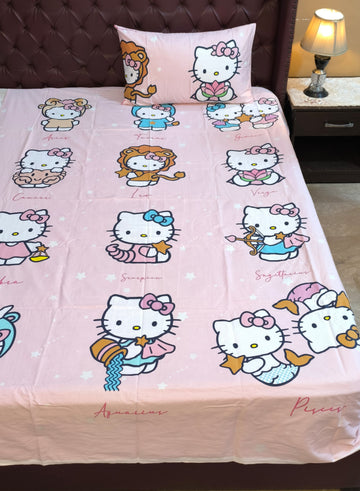 Hello kitty Kids cotton Glow In Dark Bedsheet