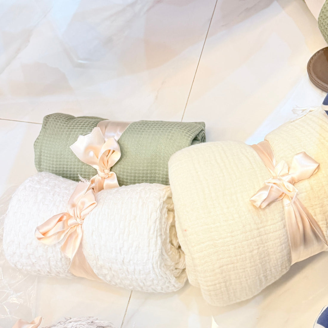 White waffle throw