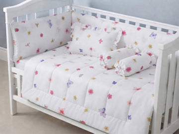 Flowers and butterfly Cot Bedding Set
