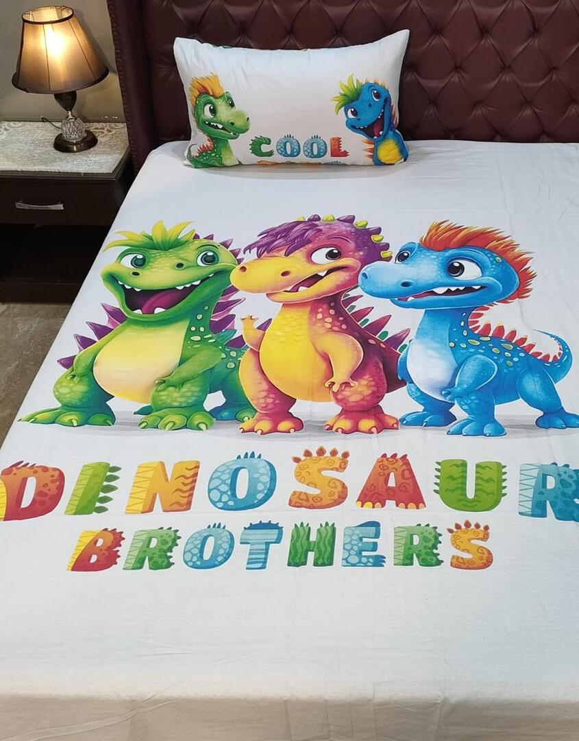 Dinousaur Kids cotton Bedsheet