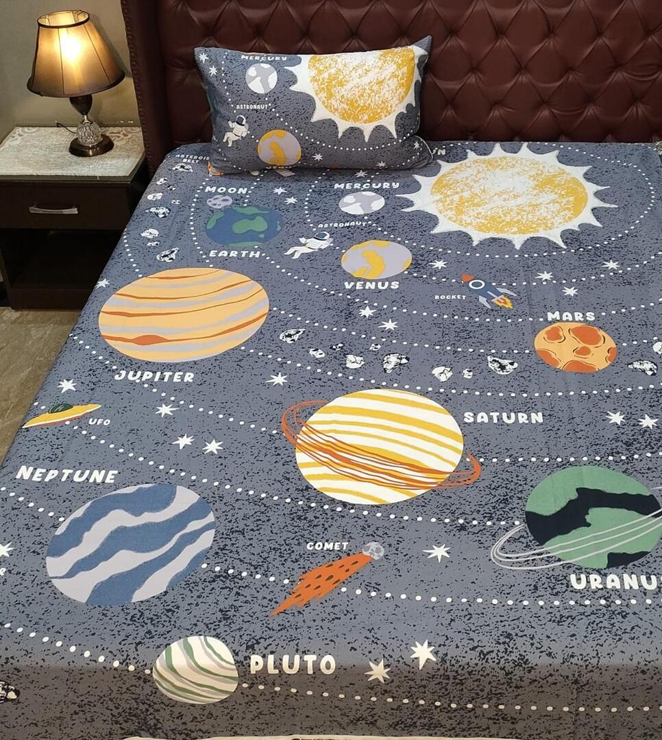 Solar System Kids cotton Bedsheet