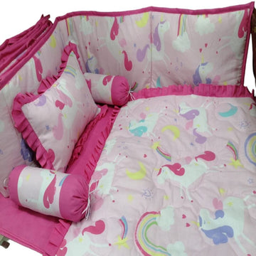 Unicorn  & Rainbows Cot Bedding Set