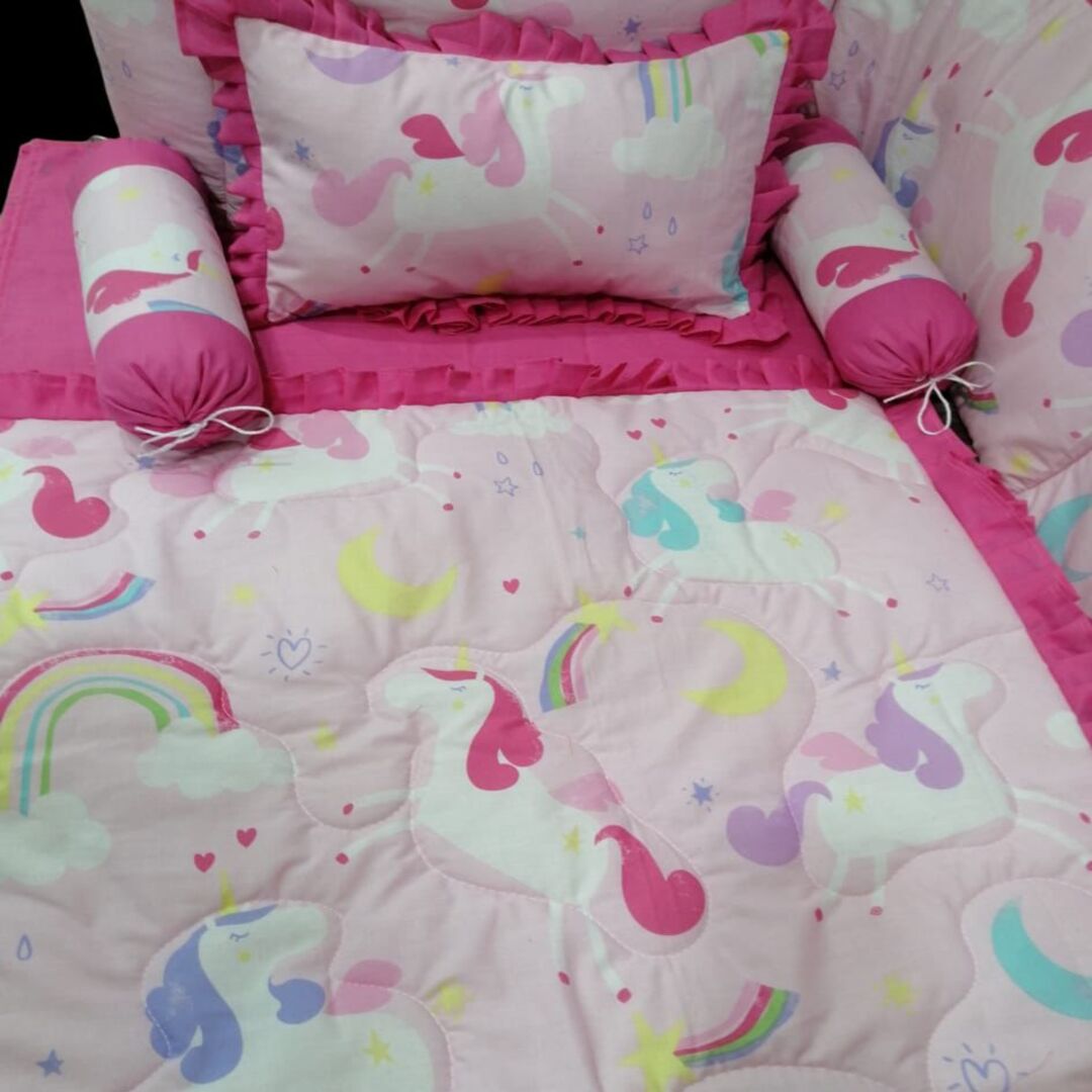 Unicorn  & Rainbows Cot Bedding Set