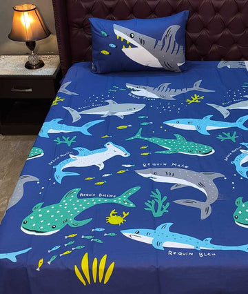 Whales 2 Kids cotton Bedsheet