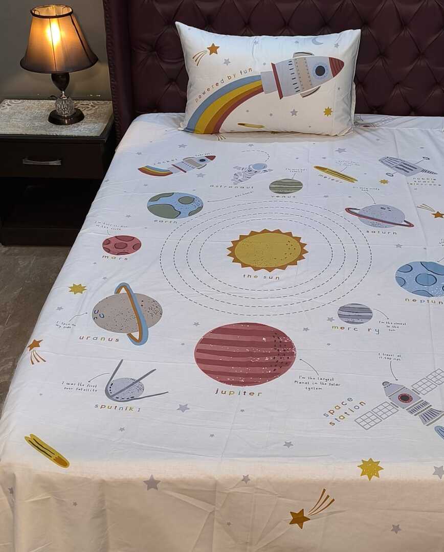 Space Kids cotton Bedsheet