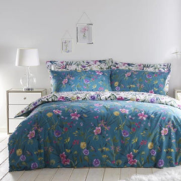 Teal Fleur Dunelm King Size Comforter Set - With Filling