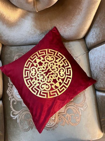 Maroon Velvet Motif Cushion