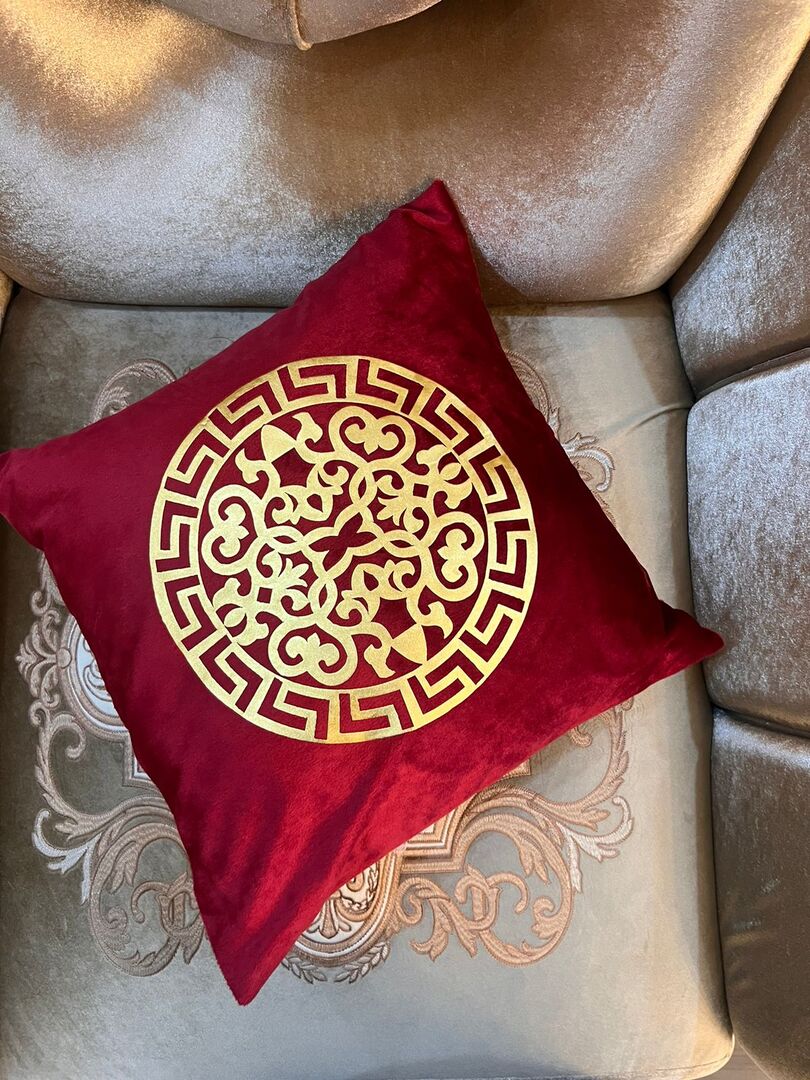 Maroon Velvet Motif Cushion