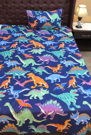 Bright Dino Kids Cotton  Bedsheet