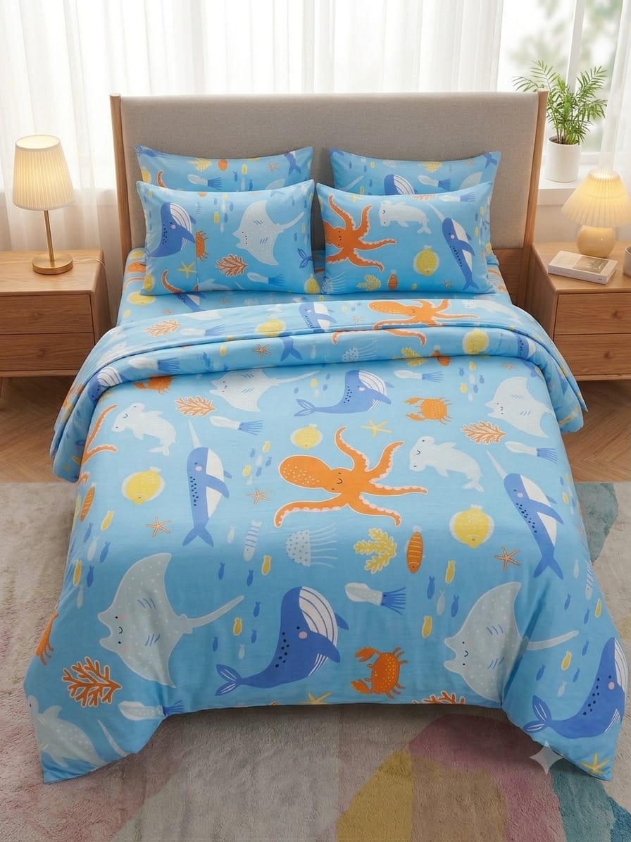 Playful ocean Kids Cotton  Bedsheet
